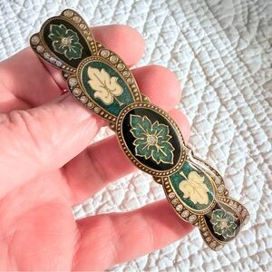 Enamel Laminated Barrette with Rhinestones